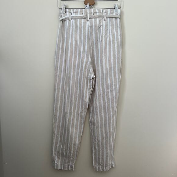 Abercrombie & Fitch Linen Blend High Waist Paper Bag Pants Women's Size Small - Picture 3 of 10